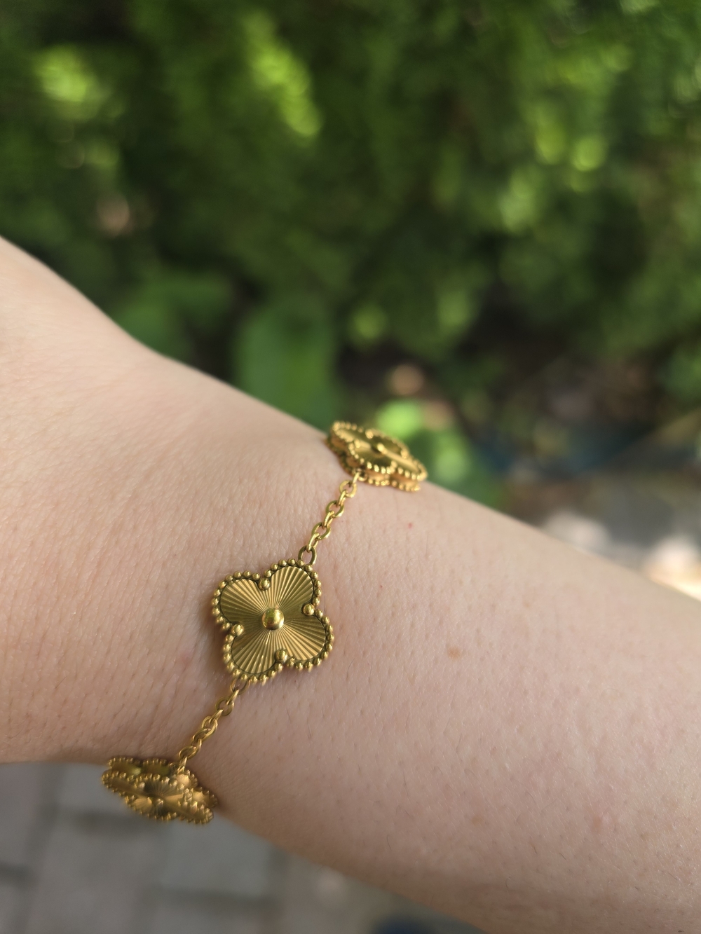925 Sterling Silver Gold Plated Clover Bracelet VCA inspired